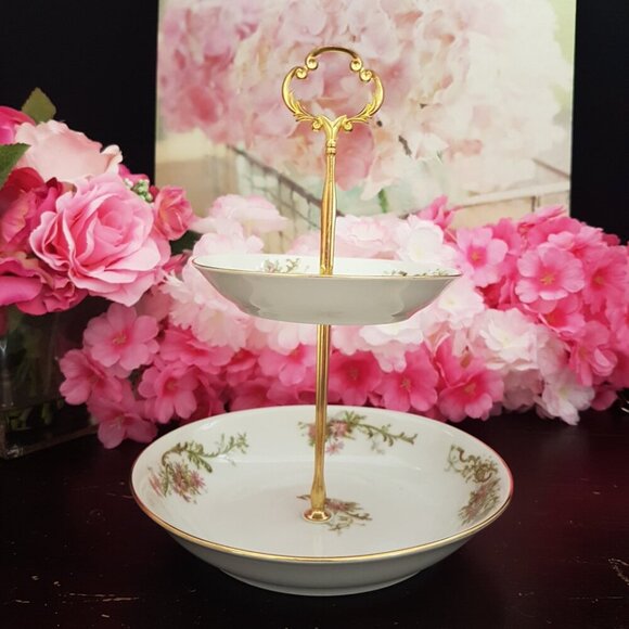 Handmade 2 Tier Limoges Candy Dish Trinket Jewelry Tray Tea Party Christmas Gift - Picture 7 of 12